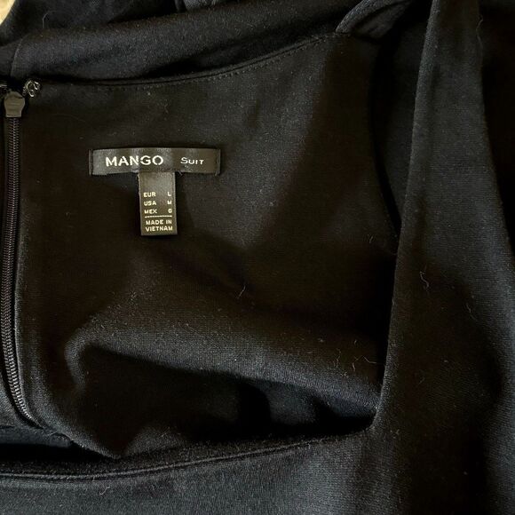 Mango Suit Sheath Dress Square Neck Sleeveless Black M am - Picture 4 of 7